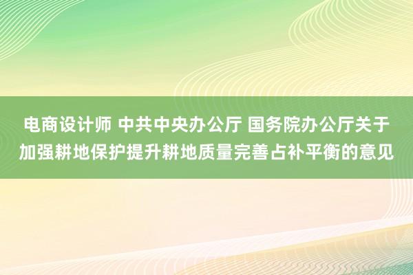 电商设计师 中共中央办公厅 国务院办公厅关于加强耕地保护提升耕地质量完善占补平衡的意见